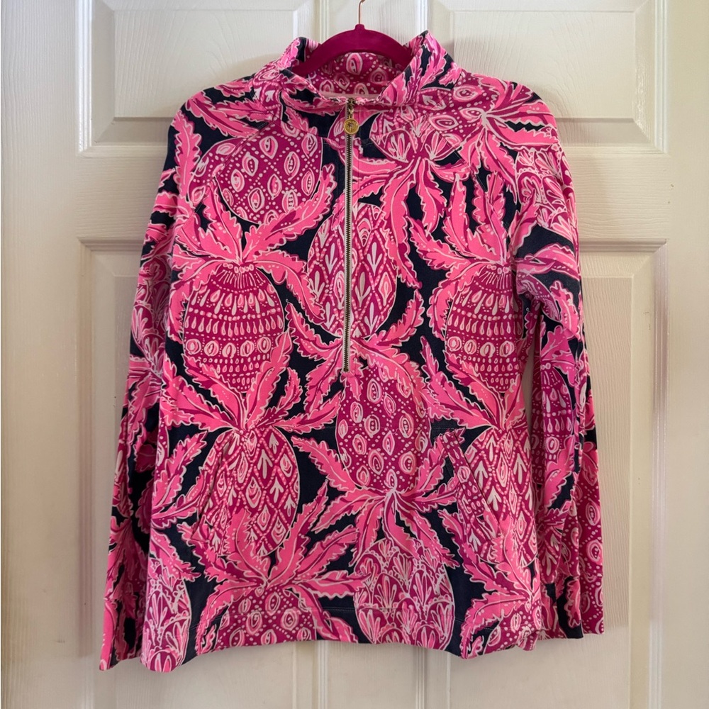 Lilly Pulitzer Skipper Popover in Pink and Navy Coco Safari Print